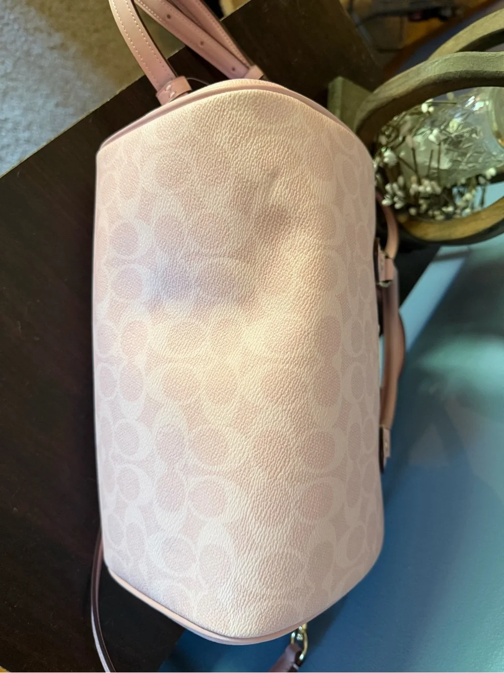 Coach Pink Signature Satchel and Matching Wristlet Set
